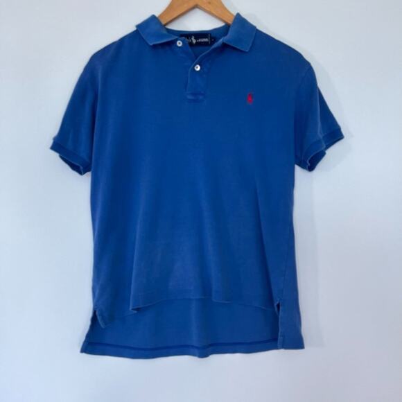 Ralph Lauren Vintage 90s Classic Blue Polo Shirt - Picture 1 of 7